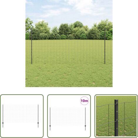 Cerca de acero -  Valla con Poste Gris 1,2 x 10 m Acero