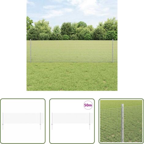 Cerca de acero -  Valla con Poste Plateado 0,6 x 50 m Acero