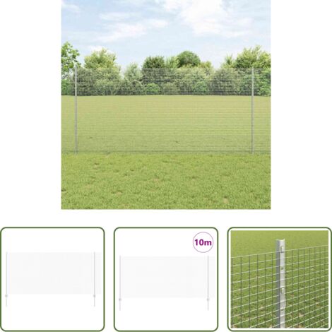 Cerca de acero -  Valla con Poste Plateado 1,2 x 10 m Acero