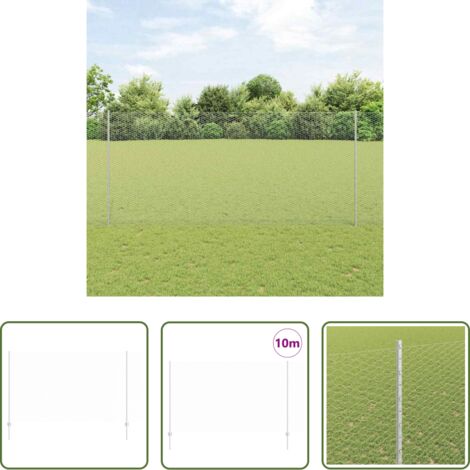 Cerca de acero -  Valla con Poste Plateado 1,4 x 10 m Acero