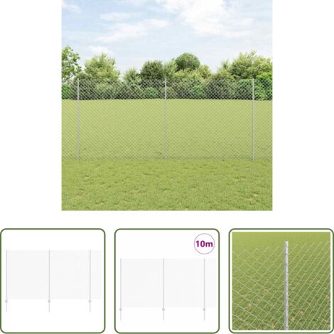 Cerca de acero -  Valla con Poste Plateado 1,4 x 10 m Acero
