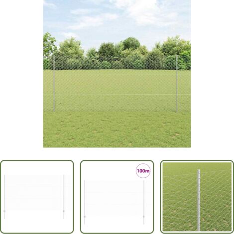 Cerca de acero -  Valla con Poste Plateado 1,4 x 100 m Acero