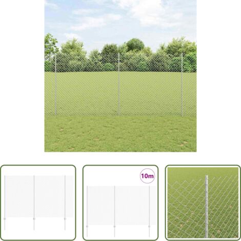Cerca de acero -  Valla con Poste Plateado 1,5 x 10 m Acero