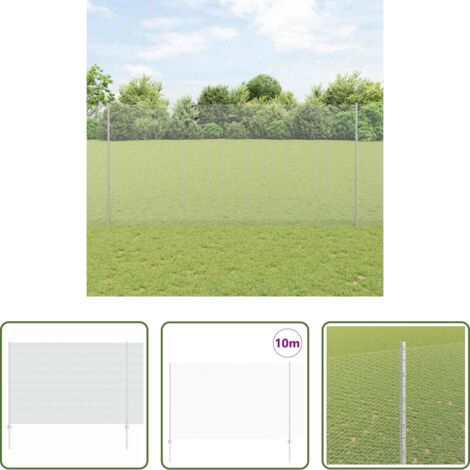 Cerca de acero -  Valla con Poste Plateado 1,6 x 10 m Acero