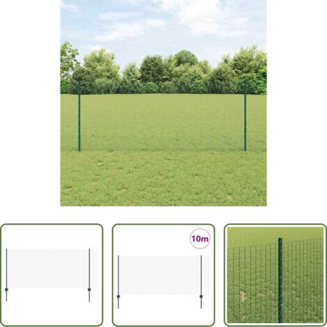 Cerca de acero -  Valla con Poste Verde 1 x 10 m Acero
