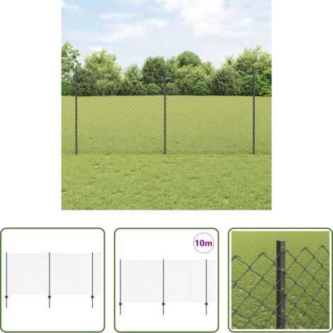 Cerca de acero y PVC -  Valla con Poste Gris 1,2 x 10 m Acero y PVC