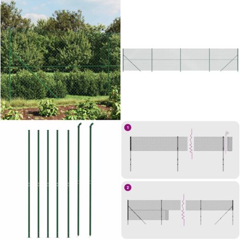 Cerca de alambre con brida verde 1,4x10 m - Cerca verde - Cerca de alambre con brida