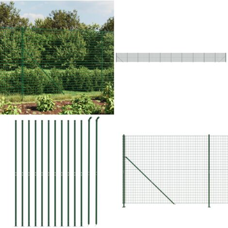 Cerca de alambre con brida verde 2,2x25 m - Cerca verde - Cerca de jardín