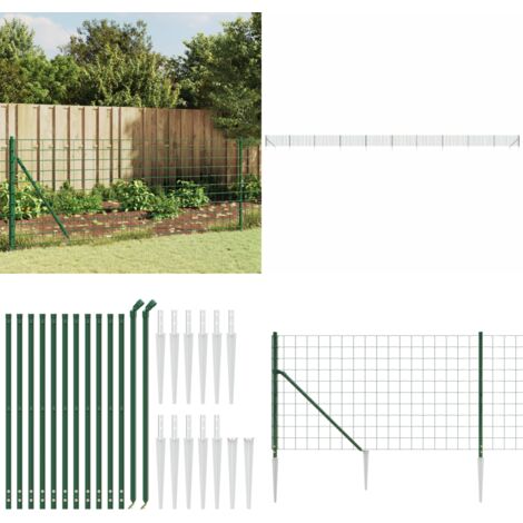 Cerca de alambre con pinchos de anclaje verde 0,8x25 m - Cerca de jardín - Cerca de alambre verde