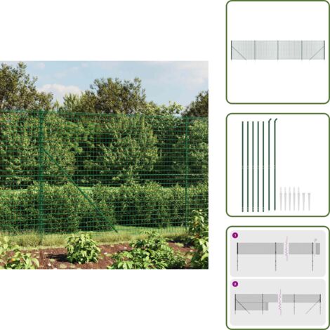 Cerca de alambre con pinchos - vidaXL Cerca de alambre con pinchos de anclaje verde 2x10 m - Cerca de alambre galvanizada