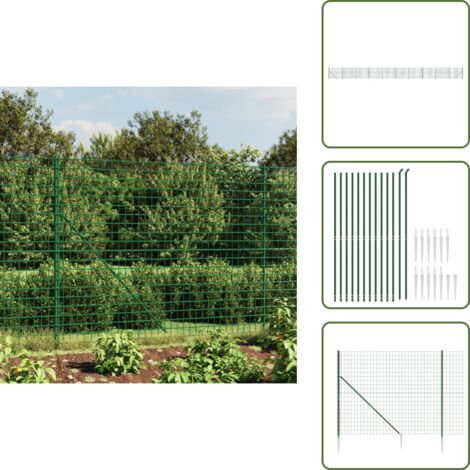 Cerca de alambre galvanizada - vidaXL Cerca de alambre con pinchos de anclaje verde 1,6x25 m - Cerca con pinchos