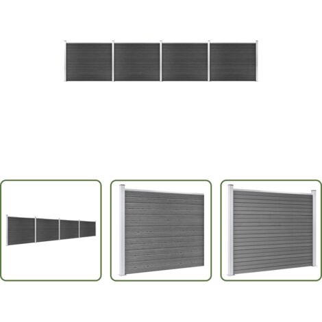 Cerca de jardín -  Set de panel de valla WPC gris 699x146 cm