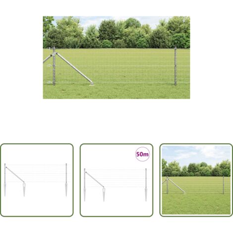 Cerca de jardín -  Valla con Poste Plateado 0,6 x 50 m Acero