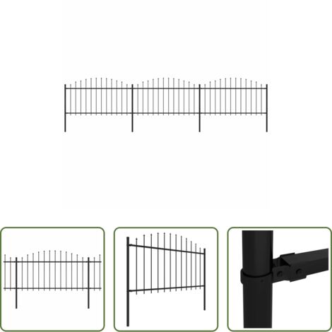 Cerca de jardín -  Valla de jardín con punta de lanza de acero 537x150 cm negra