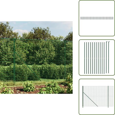 Cerca de jardín - vidaXL Cerca de alambre con brida verde 2x25 m - Cerca para animales