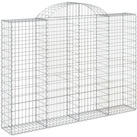 Cerca de jaula de gaviones Muro de contención arqueado 200 x 30 x 140/160 cm hierro galvanizado Plata 020039998