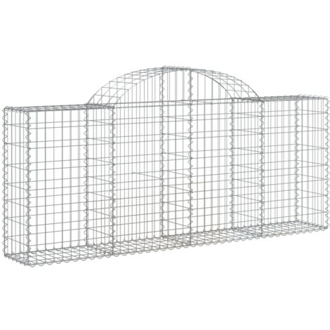 Cerca de jaula de gaviones Muro de contención arqueado 200 x 30 x 80/100 cm hierro galvanizado Plata 020040017