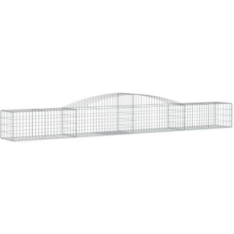 Cerca de jaula de gaviones Muro de contención arqueado 400 x 50 x 40/60 cm hierro galvanizado Plata 020040098