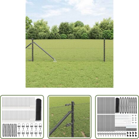 Cerca exterior -  Poste de Valla Gris 100 x 0,6 m (malla de 13 mm) Acero y PVC