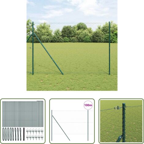 Cerca exterior -  Poste de Valla Gris 100 x 1,6 m (malla de 50 mm) Acero y PVC