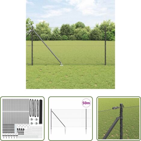 Cerca exterior -  Poste de Valla Gris 50 x 1,4 m (malla de 13 mm) Acero y PVC