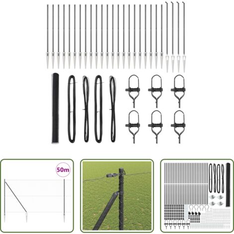 Cerca exterior -  Poste de Valla Gris 50 x 1,6 m (malla de 25 mm) Acero y PVC