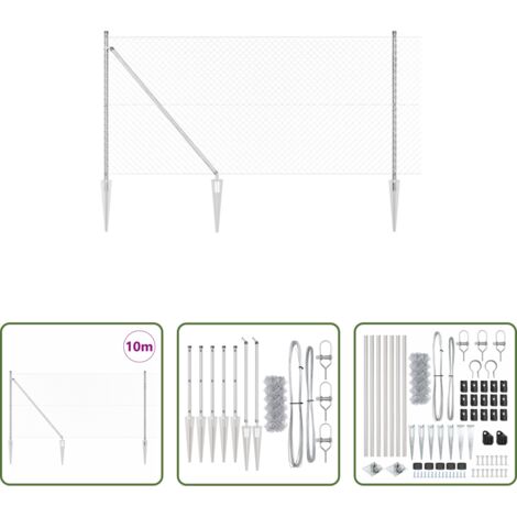 Cerca exterior -  Poste de Valla Plateado 10 x 1 m (malla de 40 x 40 mm) Acero
