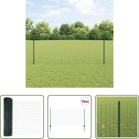 Cerca exterior -  Valla con Poste Verde 1 x 10 m Acero y PVC