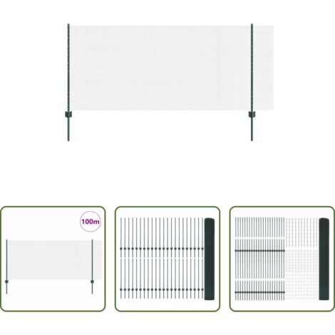 Cerca exterior -  Valla con Poste Verde 1 x 100 m Acero y PVC
