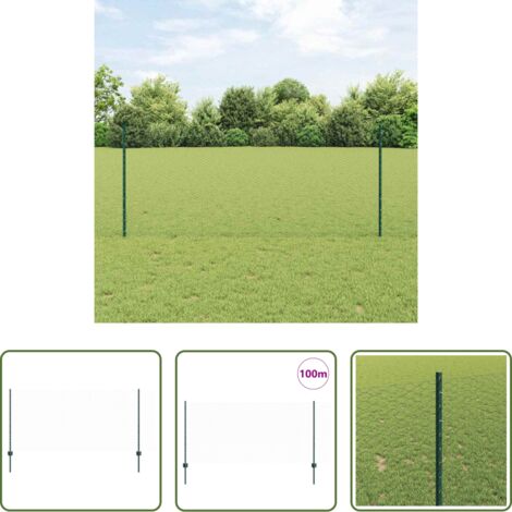 Cerca exterior -  Valla con Poste Verde 1 x 100 m Acero y PVC