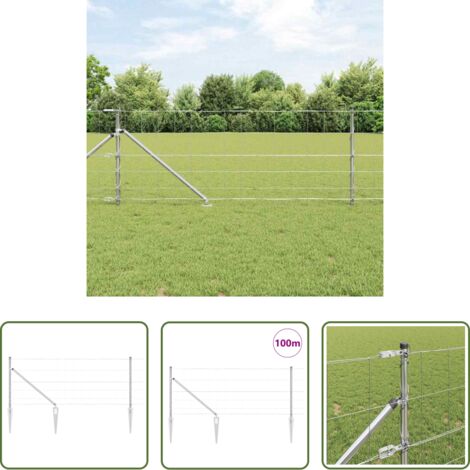 Cerca galvanizada -  Poste de Valla Galvanizado 100 x 0,8 m Acero