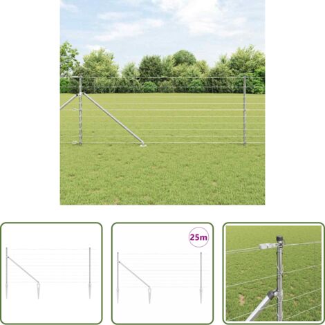 Cerca galvanizada -  Poste de Valla Galvanizado 25 x 1 m Acero