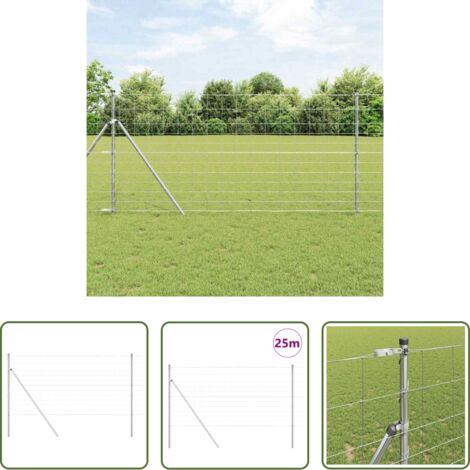 Cerca galvanizada -  Poste de Valla Galvanizado 25 x 1,2 m Acero