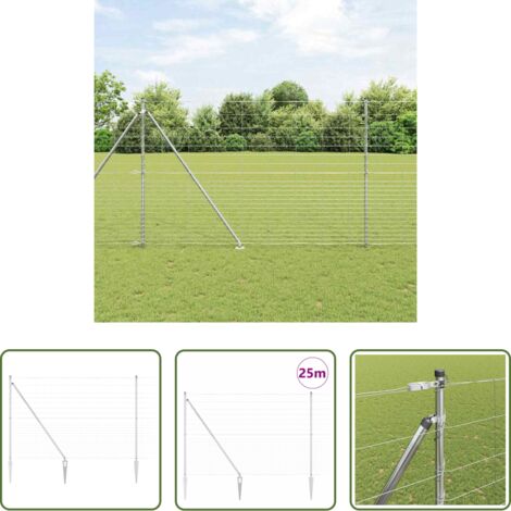 Cerca galvanizada -  Poste de Valla Galvanizado 25 x 1,6 m Acero
