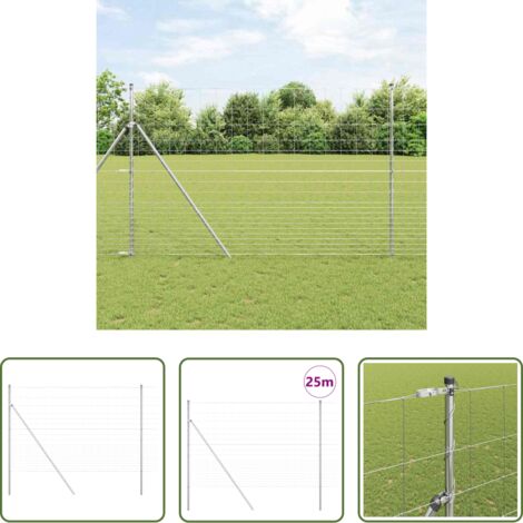 Cerca galvanizada -  Poste de Valla Galvanizado 25 x 1,6 m Acero