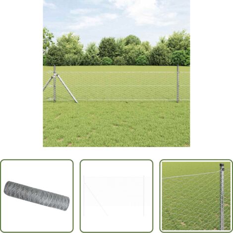 Cerca hexagonal -  Cerca Hexagonal Plateado 0,4 x 10 m Acero galvanizado