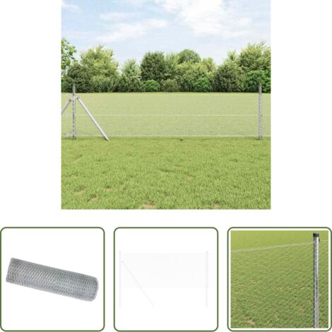 Cerca hexagonal -  Cerca Hexagonal Plateado 0,4 x 10 m Acero galvanizado