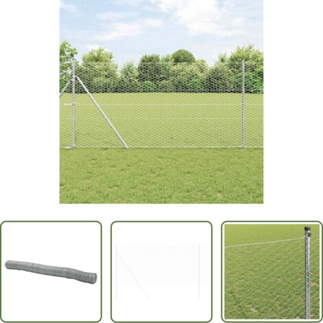 Cerca hexagonal -  Cerca Hexagonal Plateado 1.4 x 25 m Acero galvanizado