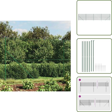 Cerca para animales - vidaXL Cerca de alambre con pinchos de anclaje verde 1,4x10 m - Cerca de alambre con pinchos