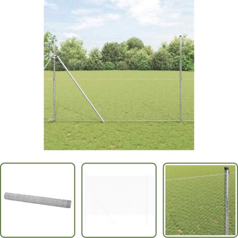 Cerca para jardín -  Cerca Hexagonal Plateado 1,6 x 10 m Acero galvanizado
