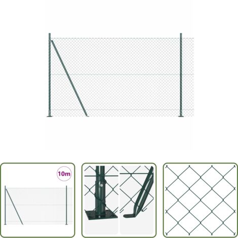 Cerca verde -  Poste de Valla Verde 10 x 1,4 m (malla de 60 x 60 mm)