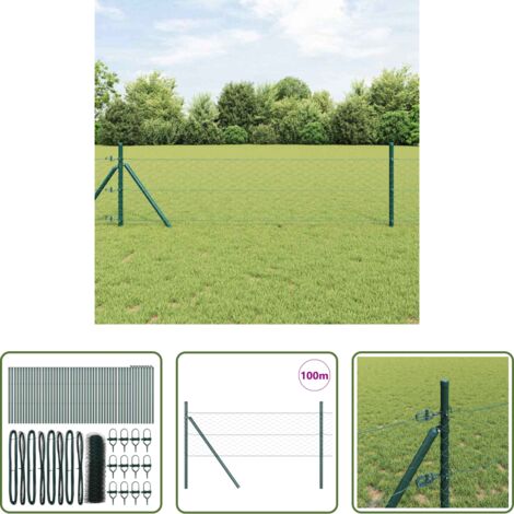 Cerca verde -  Poste de Valla Verde 100 x 0,4 m (malla de 50 mm) Acero y PVC