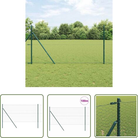 Cerca verde -  Poste de Valla Verde 100 x 1 m (malla de 36 mm) Acero y PVC