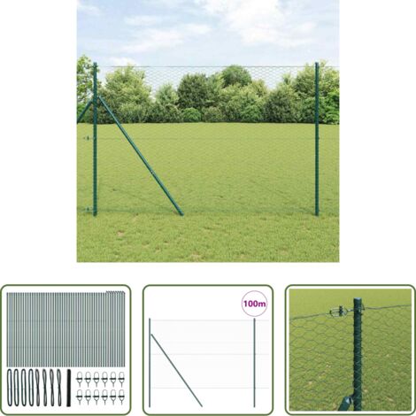 Cerca verde -  Poste de Valla Verde 100 x 1,6 m (malla de 36 mm) Acero y PVC