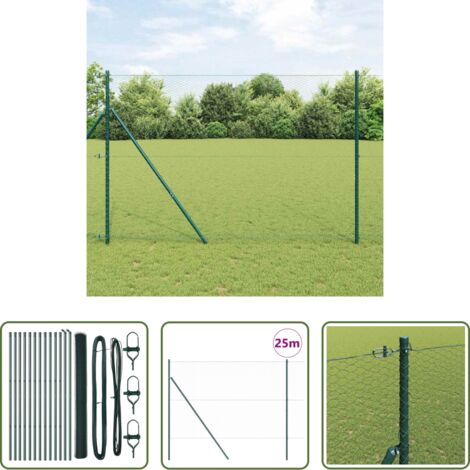 Cerca verde -  Poste de Valla Verde 25 x 1,6 m (malla de 25 mm) Acero y PVC