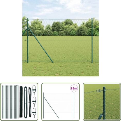 Cerca verde -  Poste de Valla Verde 25 x 1,6 m (malla de 50 mm) Acero y PVC