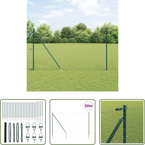 Cerca verde -  Poste de Valla Verde 50 x 1,6 m (malla de 50 mm) Acero y PVC