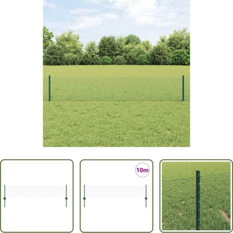 Cerca verde -  Valla con Poste Verde 0,4 x 10 m Acero y PVC