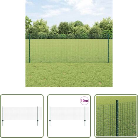 Cerca verde -  Valla con Poste Verde 0,8 x 10 m Acero y PVC