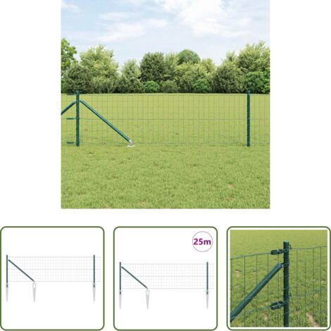 Cerca verde -  Valla con Poste Verde 0,8 x 25 m Acero